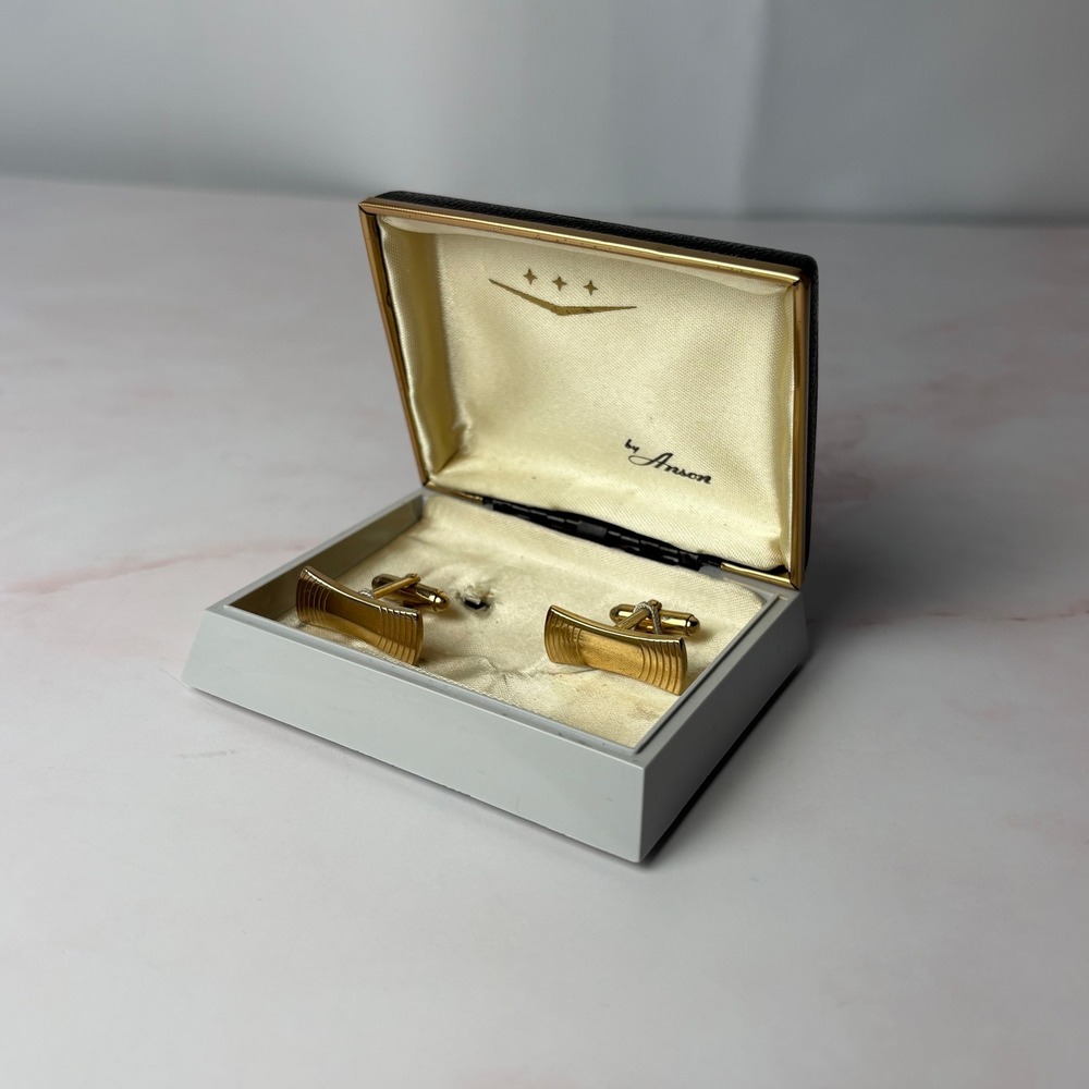 Vintage Anson‎ Gold Tone Cufflinks Formal Dress Shirt Accessories Men